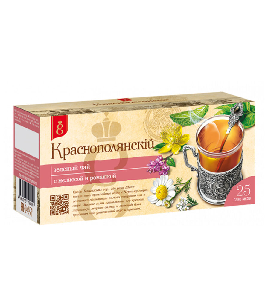 Чай зеленый с травами Краснополянскiй с мелиссой и ромашкой, 25 шт купить оптом