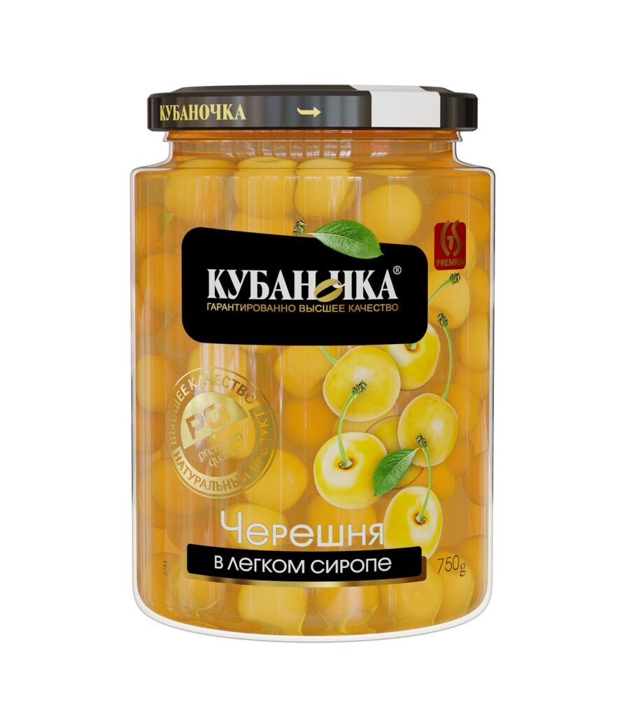 Черешня желтая в легком сиропе Кубаночка, 750 г купить оптом